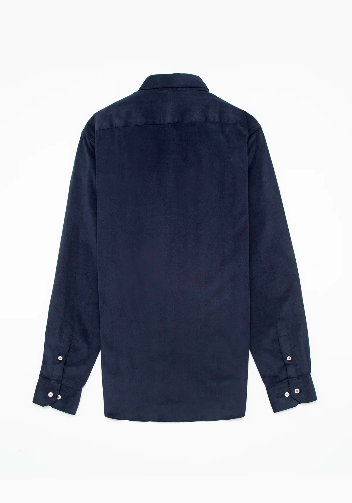 Camisa Micropana Botón Contraste Algodón Azul Oscuro
